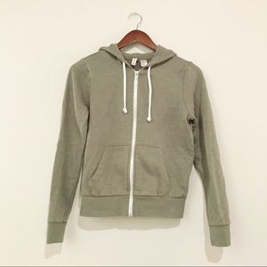 H&M: zip up hoodie - light olive / sage green